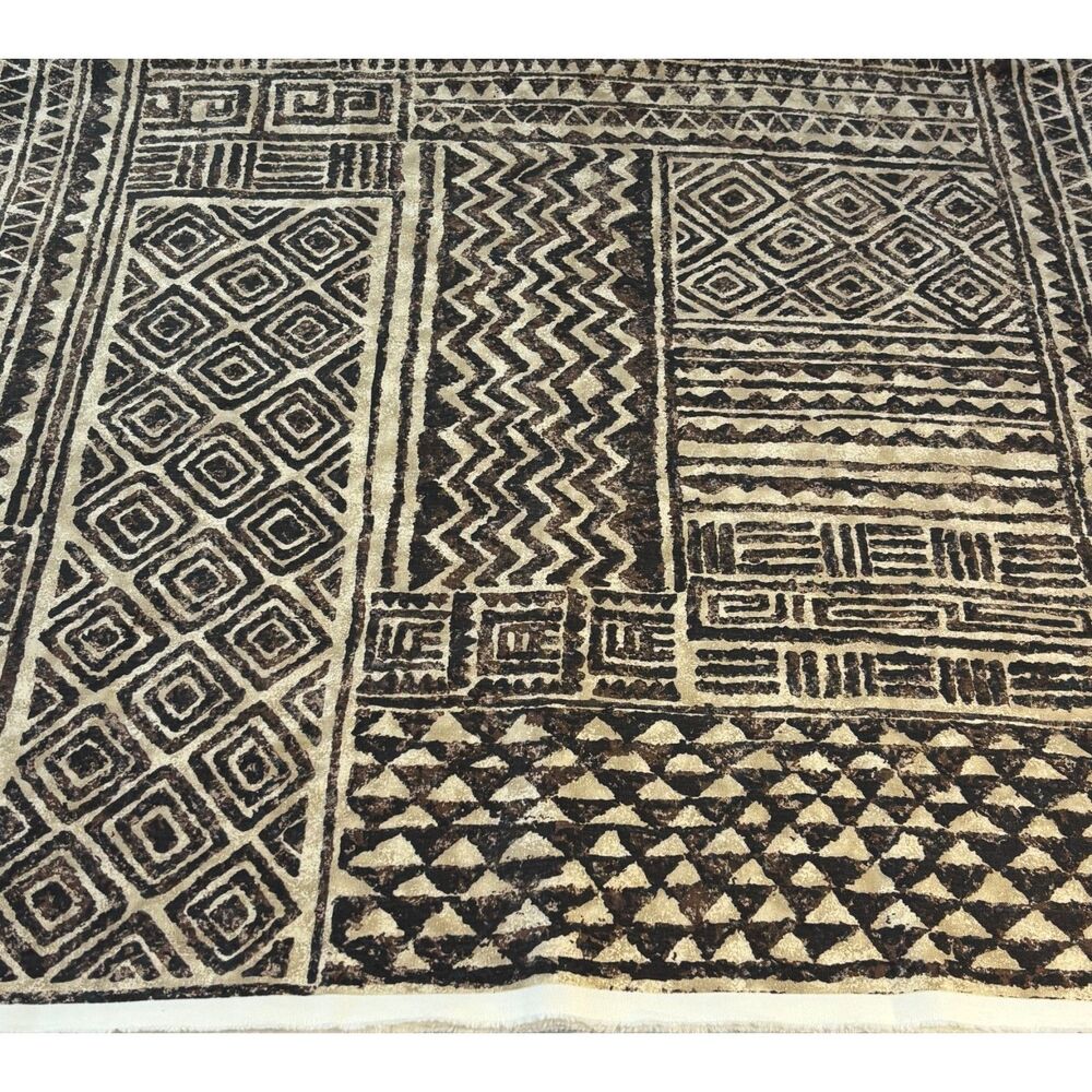 Vintage Bloomcraft Mudcloth Geometric Screen Print Fabric 58"L x 53"W